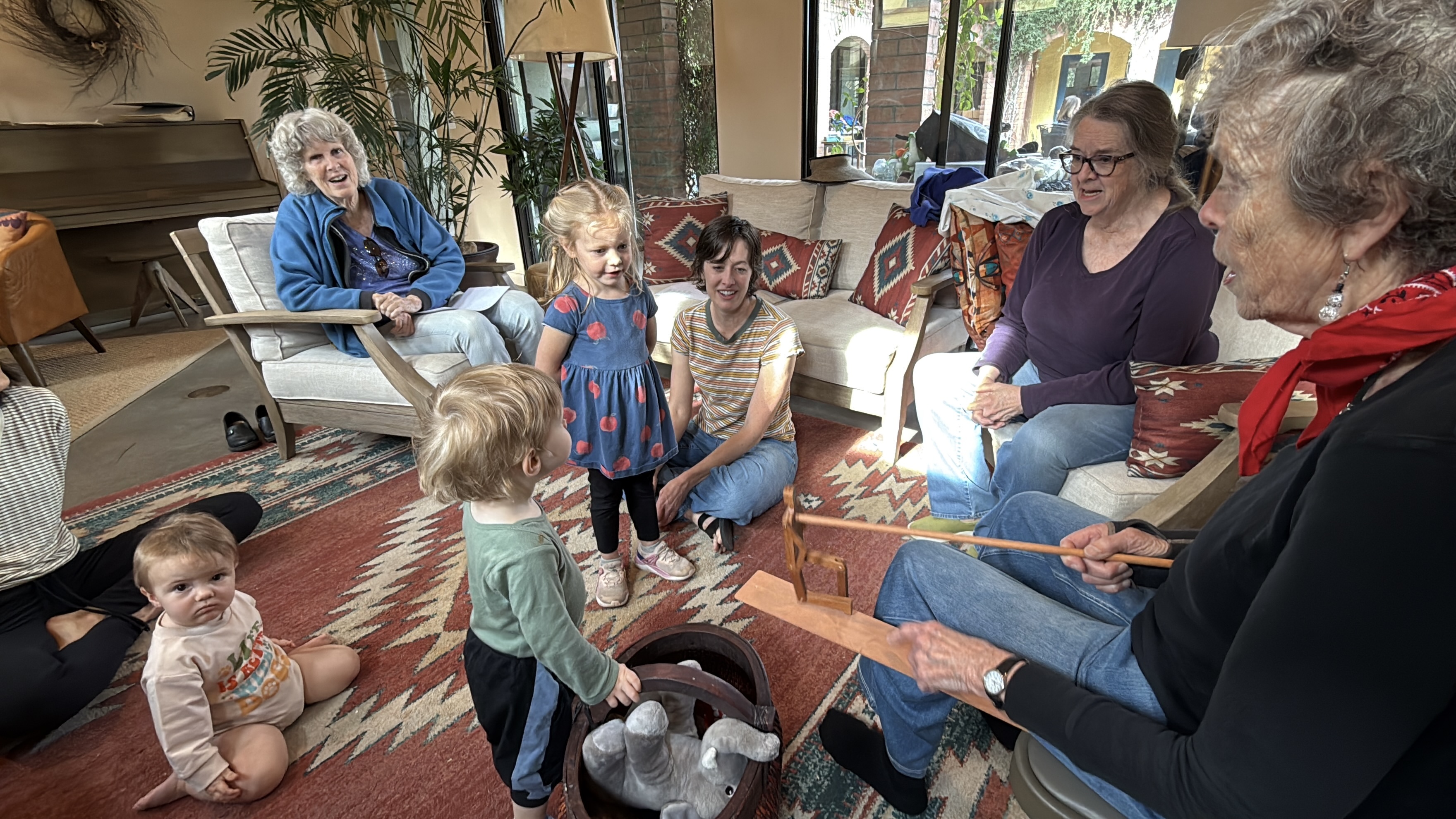 Intergenerational music circle in the common house