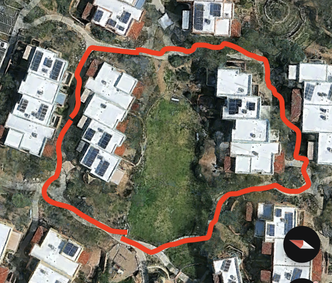 Aerial view of the Stone Curves adventure circuit bike path
