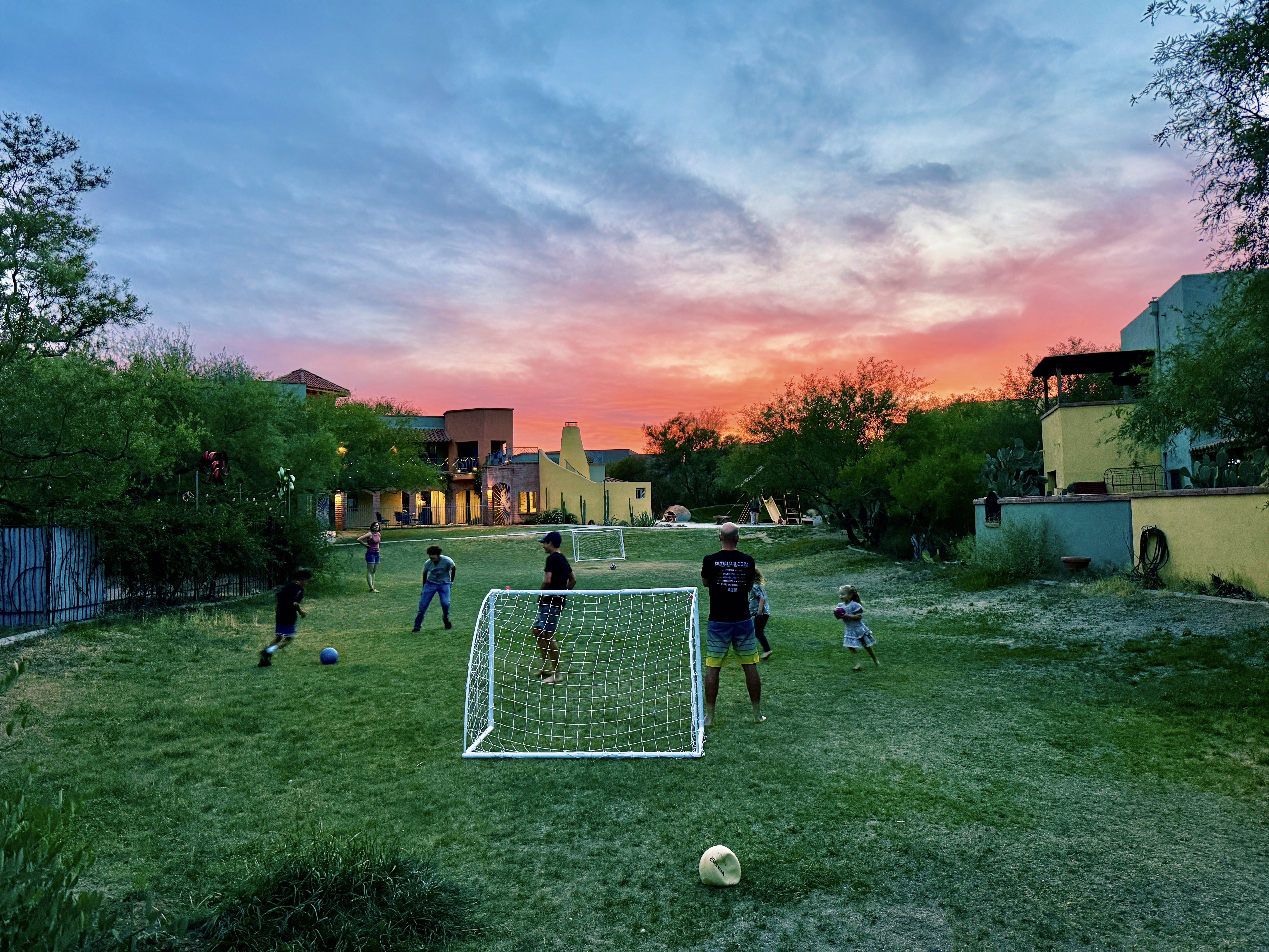 Kids playing on the lawn